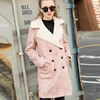 High Quality Long Warm Coat Women winter Skin Leather Long Jacket With suede jacket