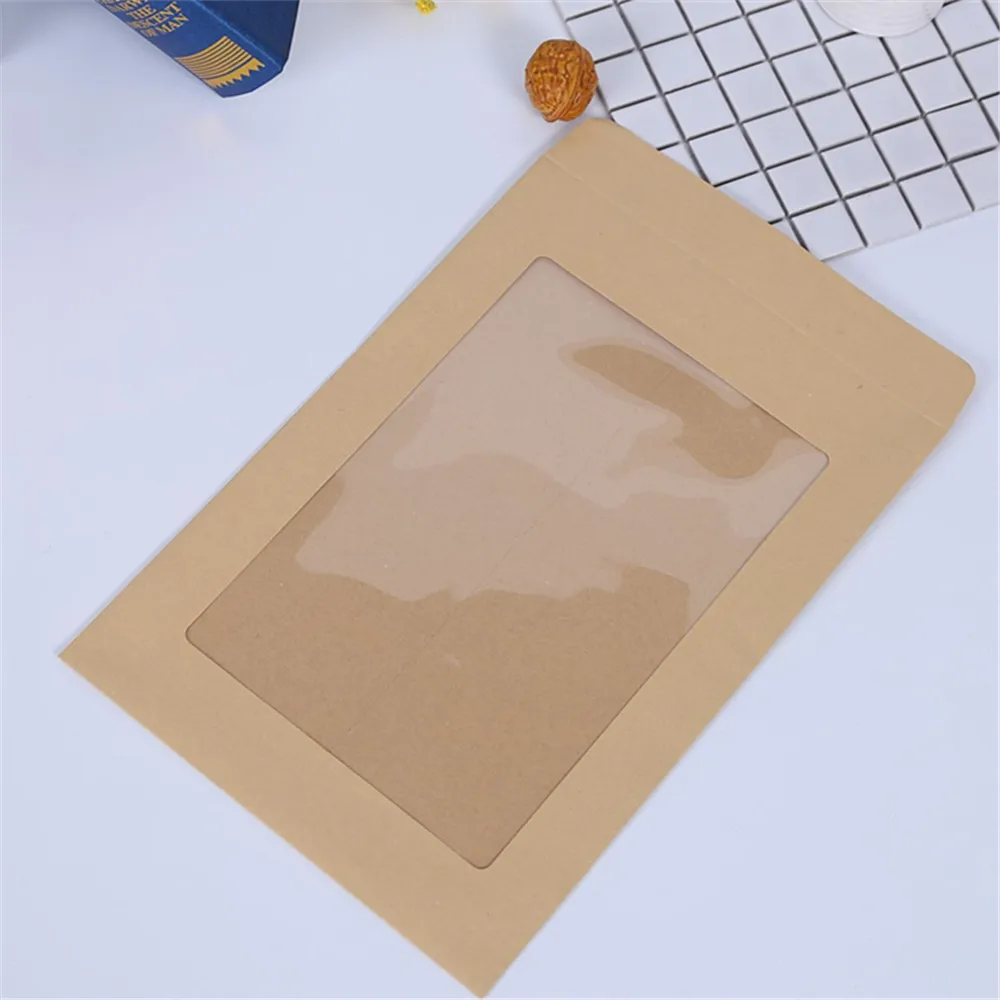 Enveloppe En Papier Kraft Avec Fenêtre,Taille Personnalisée,1 Pièce