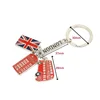 British tourist souvenir creative metal keychain flag bus post keychain