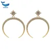 Wholesale star moon with diamond earrings