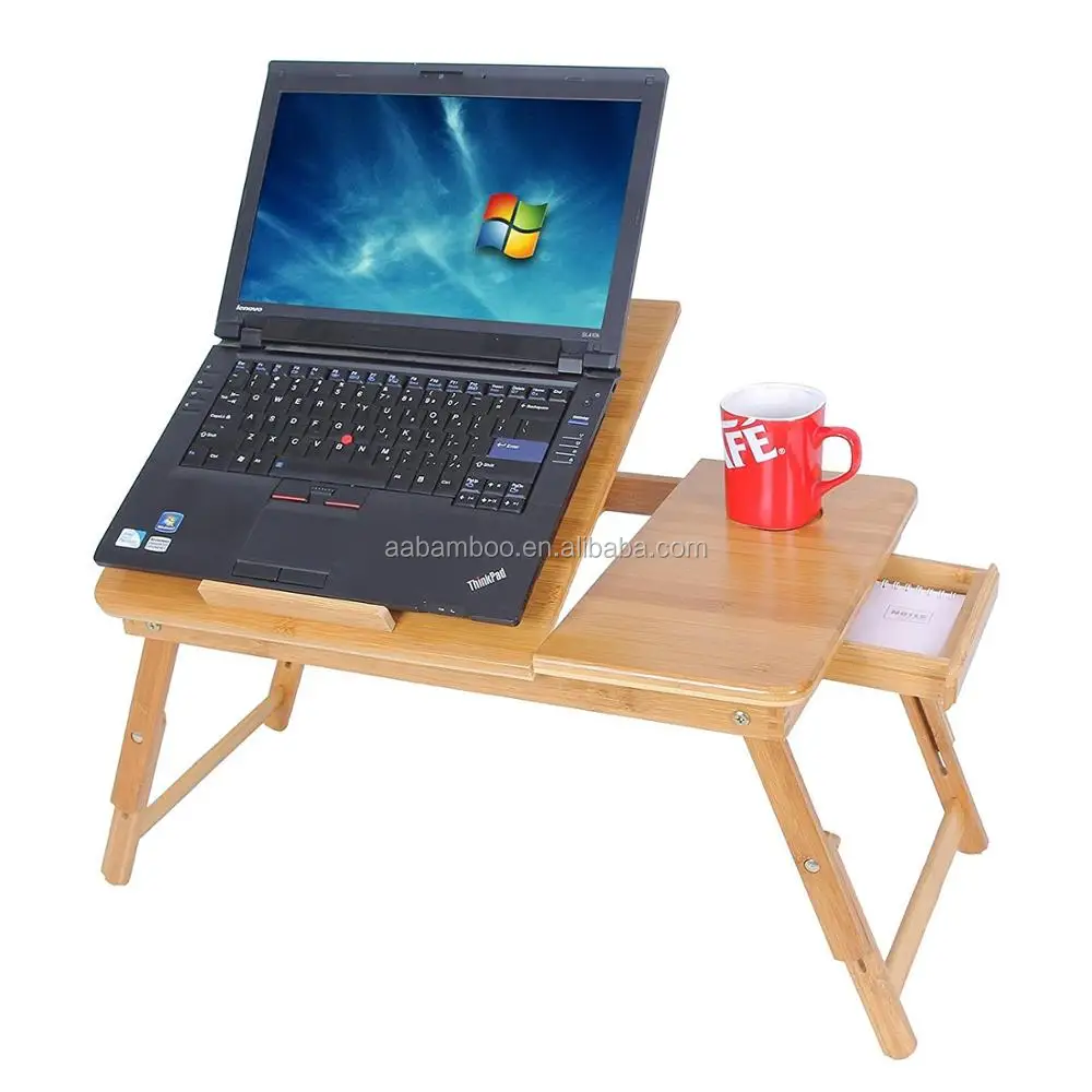 Right Left Handed Laptop Desk Bamboo Foldable Bed Tray With