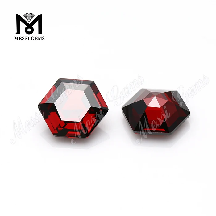 pietre a forma esagonale pietre diamantate in zircone sintetico color granato