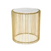 New arrival modern simple stainless steel round wrought iron small glass tea table