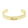 2019 valentine's day gift jewelry gold plated wide band love letter engraved classic open cuff bangle