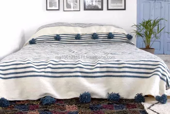 Moroccan Pom Blanket Bedspread Throw Rug 100 Pure Wool Moroccan Pom Blanket Bedspread Throw Rug 100 Pure Wool