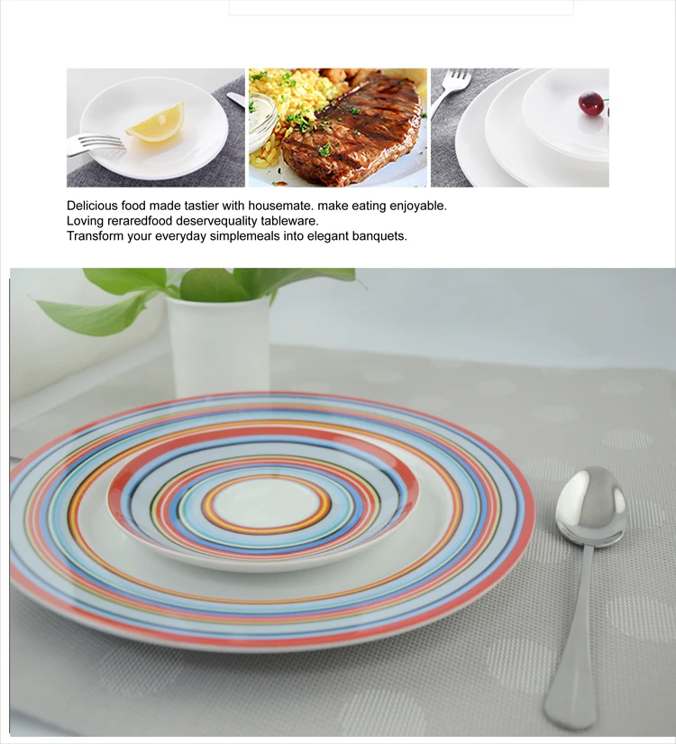 Wholesale Print Ceramic Dinner Dishes Plates Set Porcelain Dinner Plate