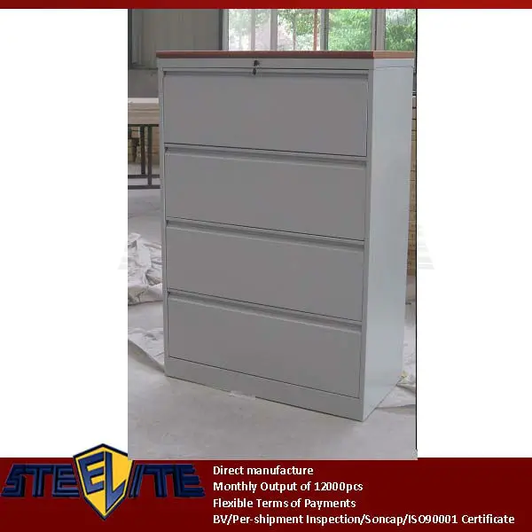 Lockable Extra Wide Metal 4 Drawers Divider Cabinet Furniture