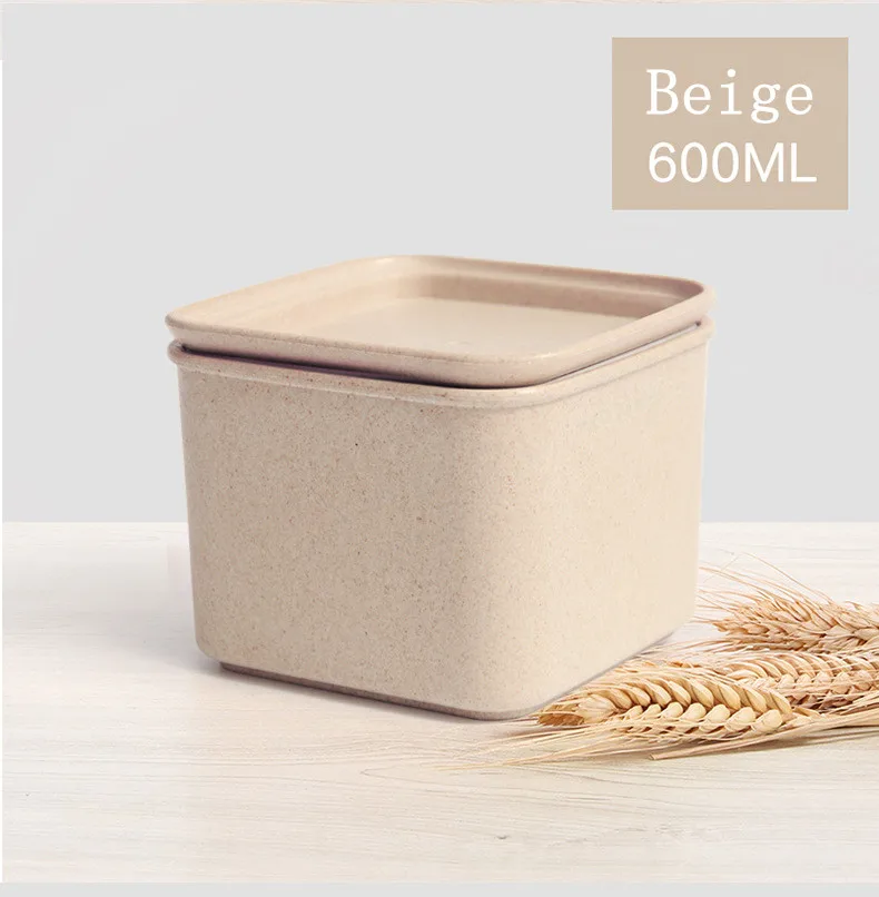 Airtight Square Wheat Straw High Quality Food Storage Plastic
