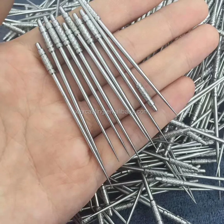 Custom 65mm Length Grey Blue Titanium Metal Toothpicks With Holder