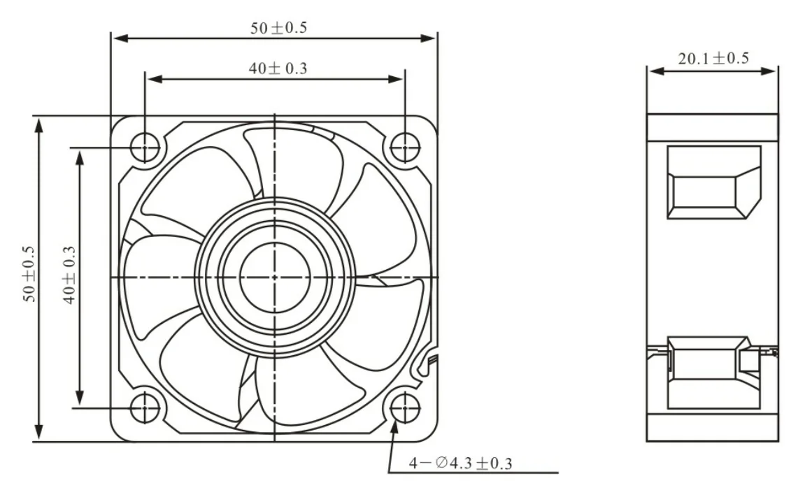 3p Dc Cooling Fan Size 50x50x20mm 12 Volt For Industrial Machinery