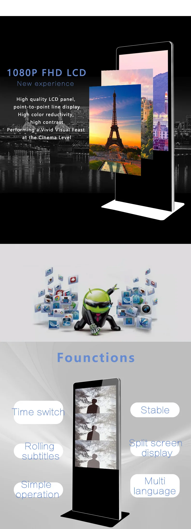 65inch Touchscreen Information internet kiosk with android pc