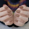 2018 New Matte Short Oval False Nails Coffee Brown Frosted Fake Nail Full Cover Pure Color Nail Tips Fuax Ongles Finger Art