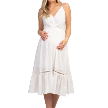 white maternity wrap dress