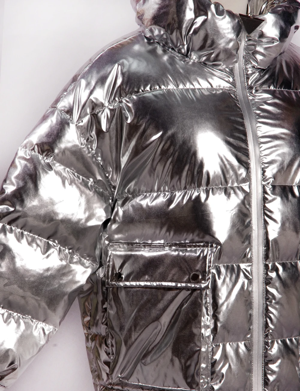 Hot Style Shiny Silver Color Clothes Women Down Jacket Coat - Buy Down ...