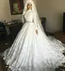 AP-12 New Arrival Button Cover Arabic Women Ball Gown Hand Made Appliqued Long Sleeve A Wedding Gown Muslim Wedding Dress