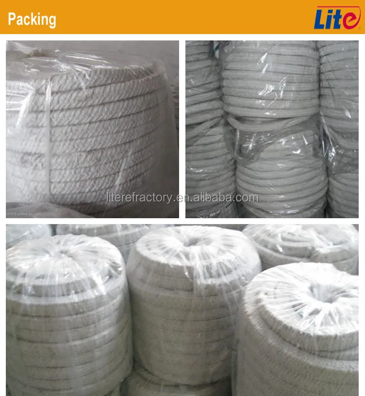 1260 Degree Fire Resistant Fiber Round/Square/Twisted Braided Ceramic Rope for Sealing Gasket