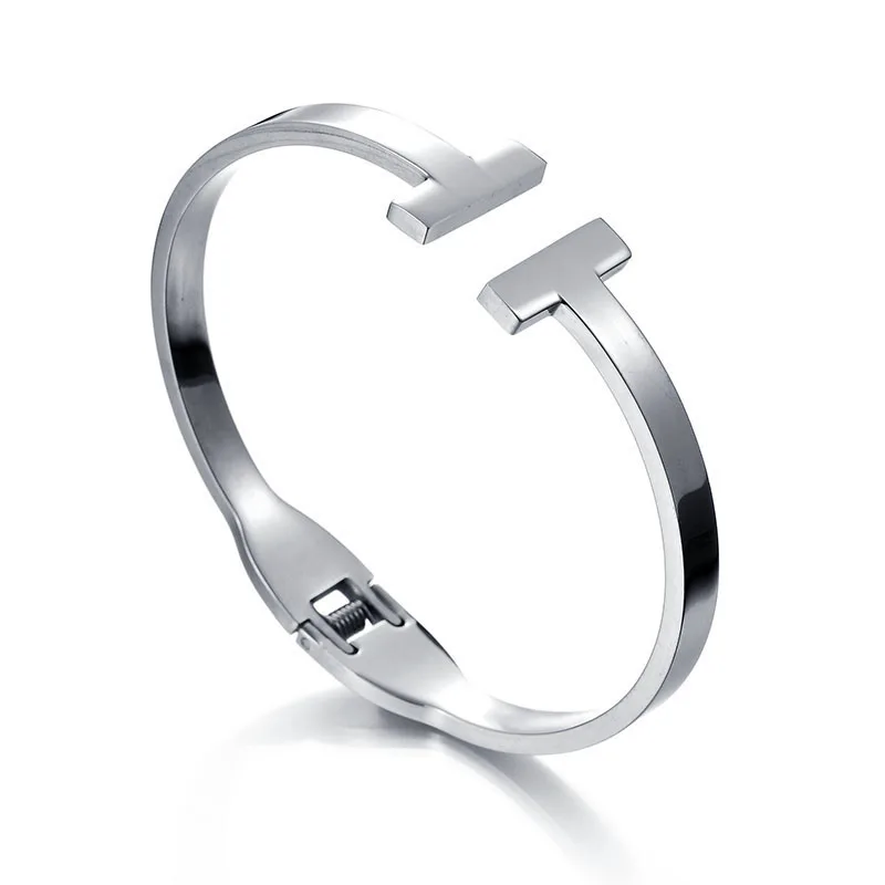 Charms Open Cuff H Letter Stainless Steel bangles For Women