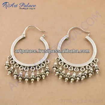 Indian Designer Bali Silver Earrings 925 Sterling Jewelry Indian Designer Bali Silver Earrings 925 Sterling Jewelry