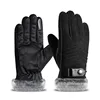 New men real pigskin winter gloves touch screen motor bike gloves leather with fur