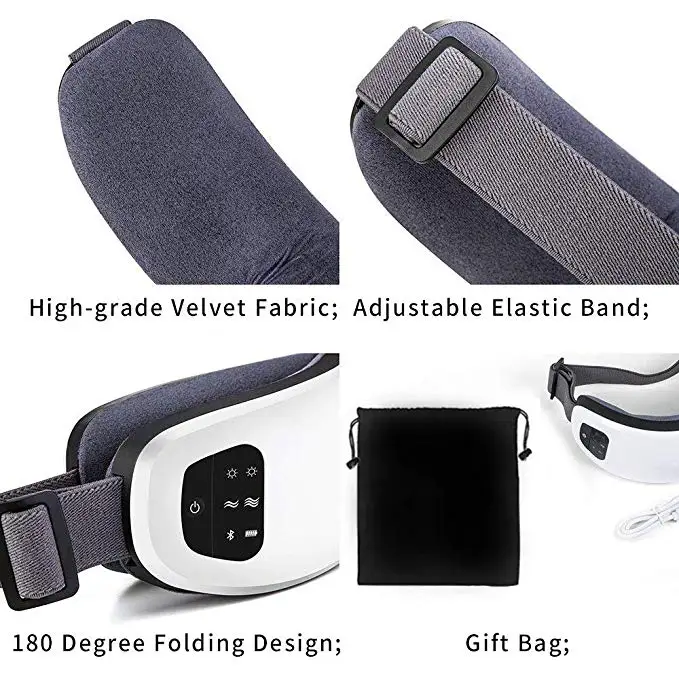 Electric Eye Massager With Heat Compression Rechargeable Wireless Eye Massager Mask With Air