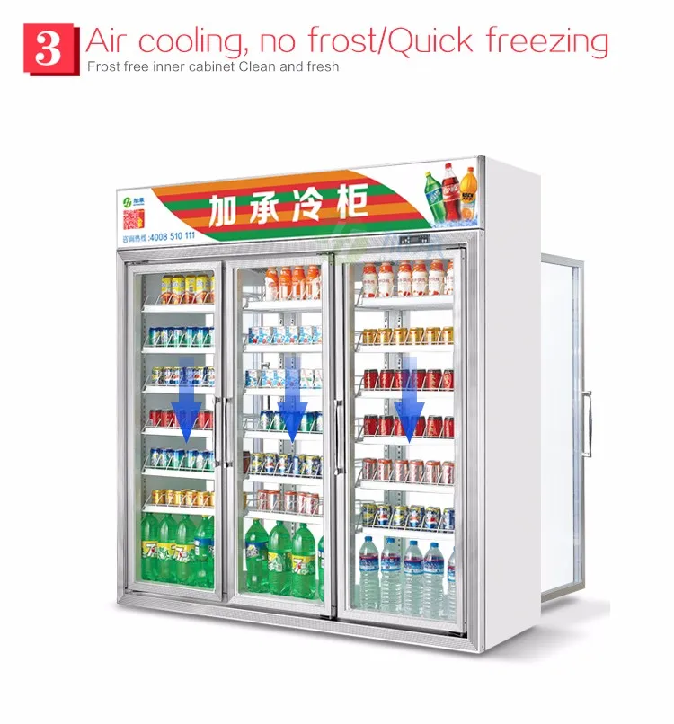 Jiacheng Front And Back Open Style Upright Beverage Display Coolercold Drink Refrigeratorglass 3697