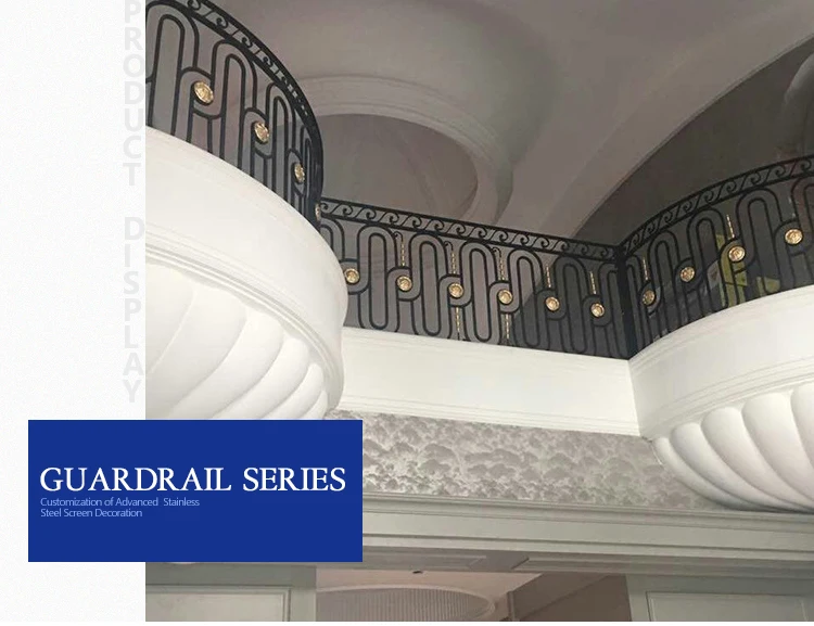 two-story satin finish decorative balusters two-tier indoor curved metal railings steel stair indoor hand railing