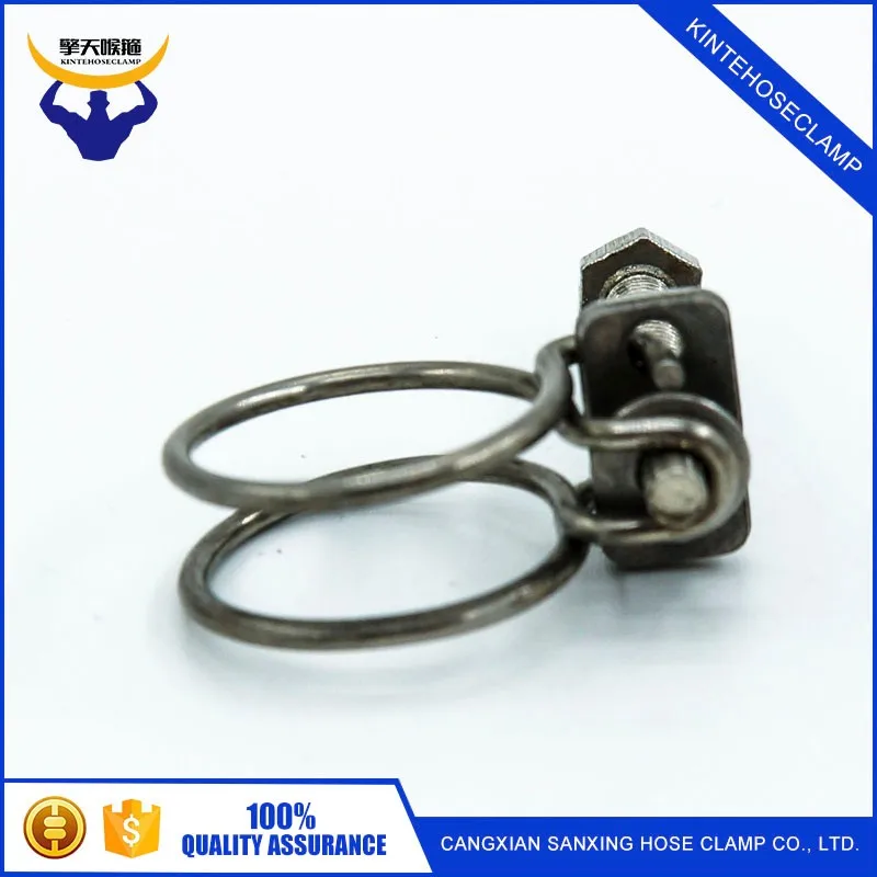 sujetador de la fontaner/ía del aro del acero inoxidable para el hogar 13-16mm Clips dobles de la manguera del alambre abrazaderas ajustables de la abrazadera de la leng/üeta de la manguera del agua