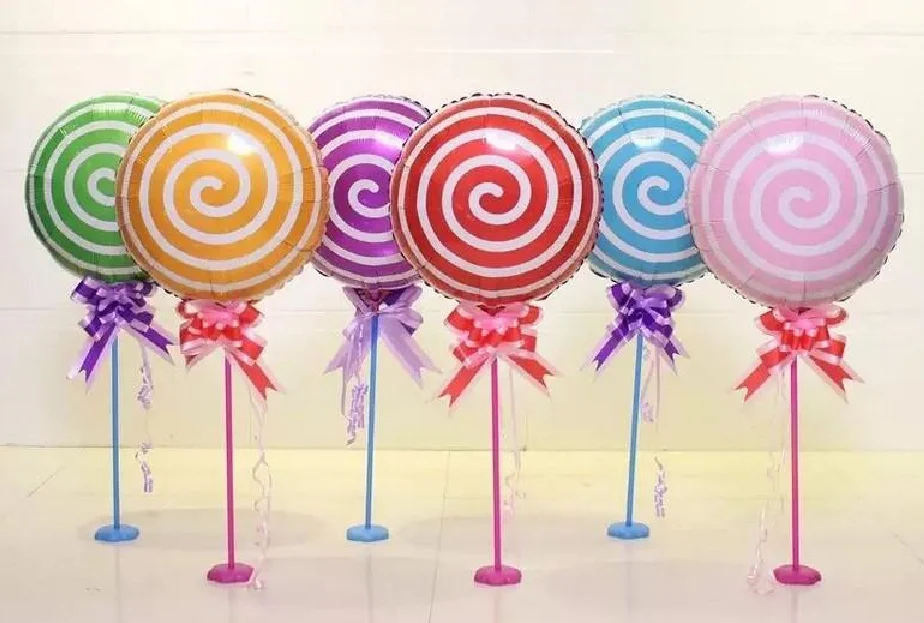 12-Piece 18-Inch Sweet Candy Balloons - Round Lollipop Party Decorations For Birthdays & Weddings