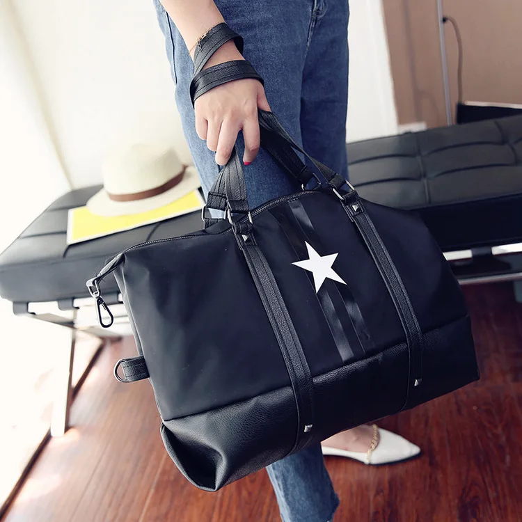 Whole New Korean Star Large Bag Autumn Fashion Nylon Pu Whole New Korean Star Large Bag Autumn Fashion Nylon Pu Messenger Travel School Casual Solid Women Handbag Shoulder Black Brands