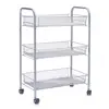 Kitchen and bathroom metal mesh storage trolley with rolling wheels shelving serving cart