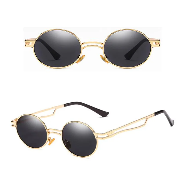 Womens Retro Fashion Sunglasses Round Double Bridge Metal Frame