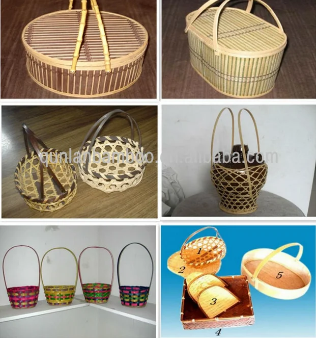 Bamboo Round Set Of 5 Baskets - White - Potomac Floral Wholesale