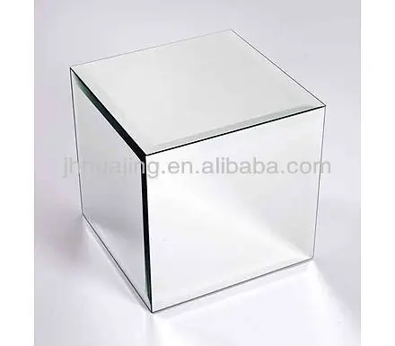 High Quality Bevelled Box Shape Mirror Display Cube Mirrored End