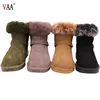 AN-CF-025 Genuine Leather Lining Real Wool Natural Rabbit Fur Outside Winter Snow Shoes Men Boots