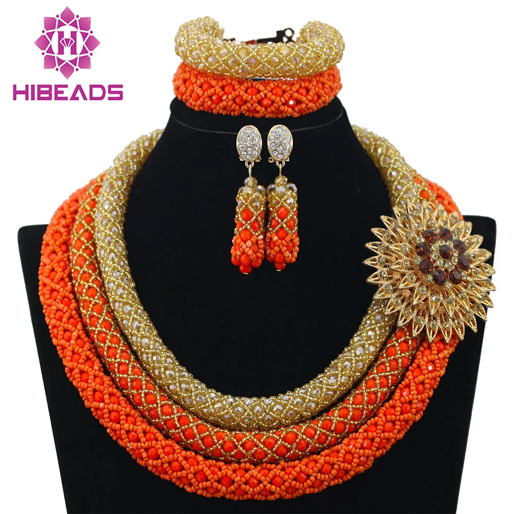 CBS005 personnalisé nigeria cristal perles en gros perles africaines bijoux mariage nigérian ensemble de bijoux collier