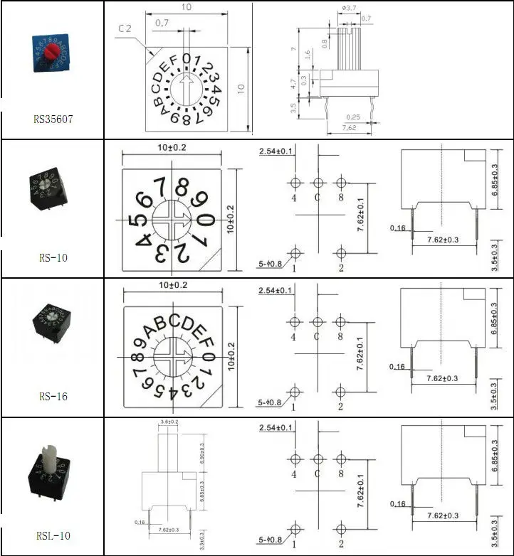 7 10 Position Mini Dip Slide Rotary Switch Ck Rotary Code Switch Buy