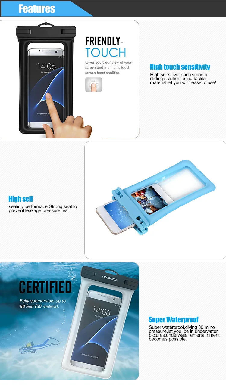 Wholesale Promotion New Arrived Floating IPX8 Transparent Waterproof Phone Case TPU Bag
