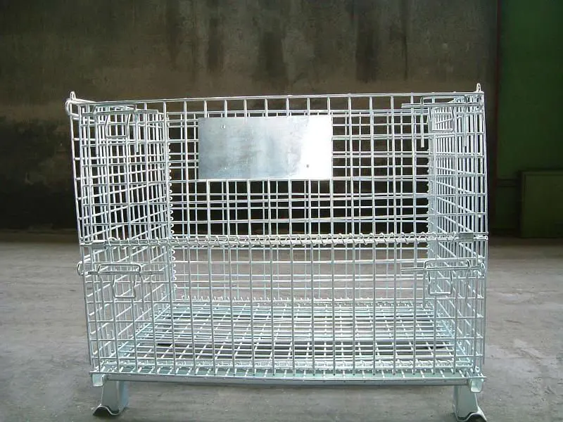 Contenedor de almacenamiento de acero resistente del compartimiento del metal de la jaula del alambre de la caja de la malla del almacén de la alta capacidad