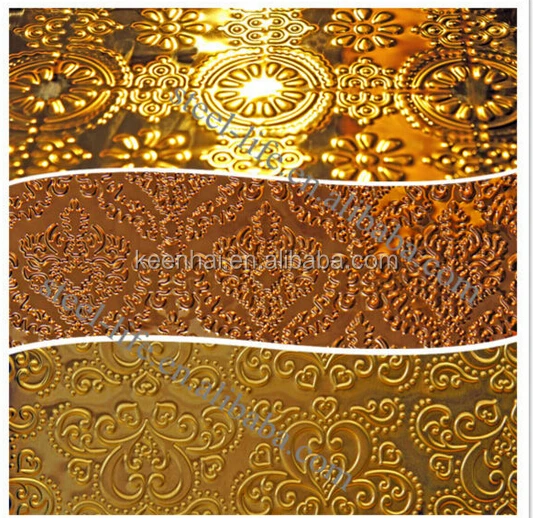 4x8 Color Coated Hairline Stainless Steel 2mm Embossed Copper Sheet