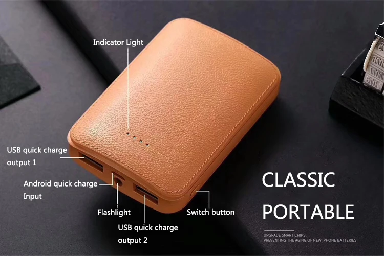 leather power bank 6000mah