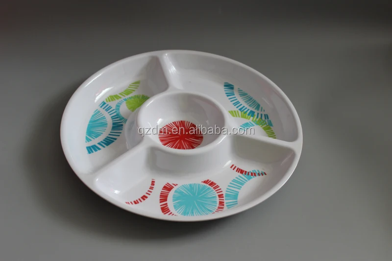 Round Shape Melamine 4 Section Plate For Europe