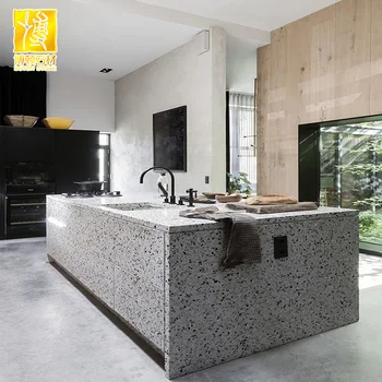 Accepted Custom Grey Stone Terrazzo Kitchen Cabinet Table Top