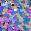 H8444 Fantasy Color Reflective All Over Large Oval Seed Sequin Fabric
