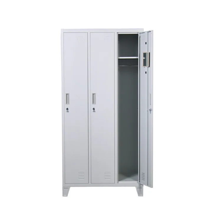 Metal Locker Style Wardrobe Gym And School Metal With 3 Doors Modern
