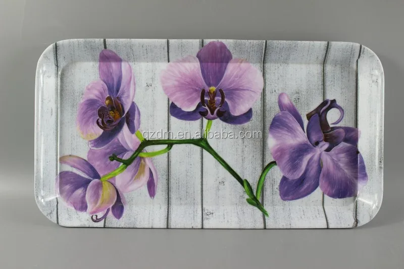 12inch Melamine Rectangle Tea tray Flower Print