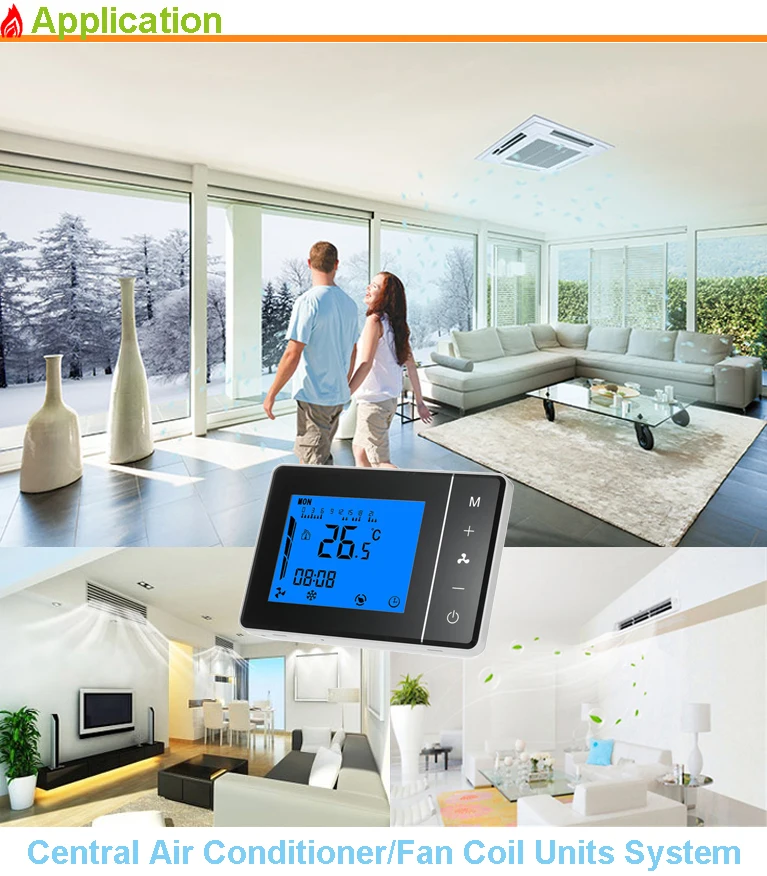 Digital Central Air Conditioner Heating And Cooling Fcu Thermostat Rs485 Modbus Buy Thermostat