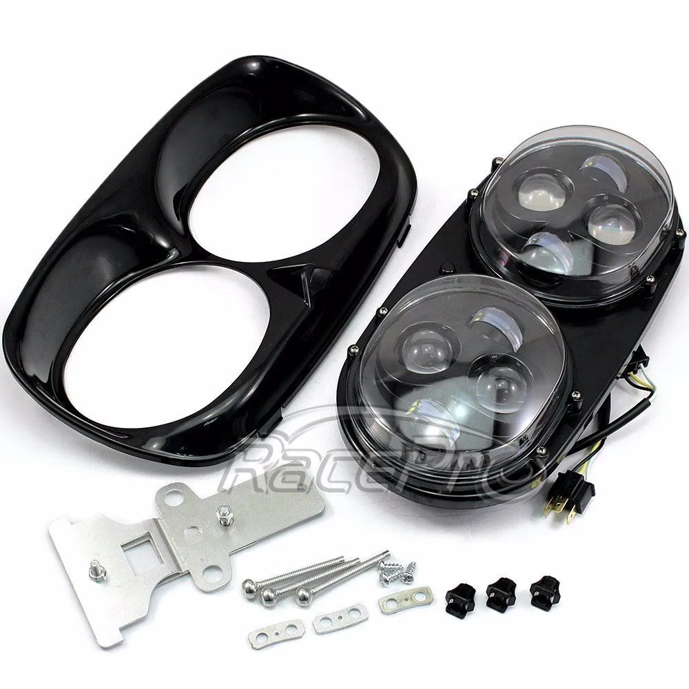 Racepro Custom 7 Inch LED Dual Twin Headlight Motorcycle Assembly for