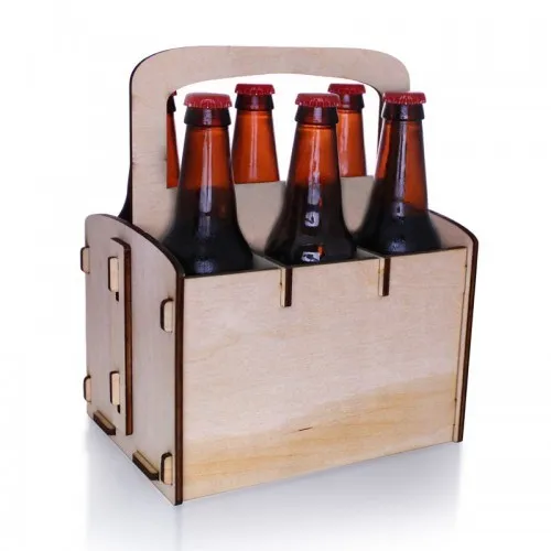 Handcrafted Plywood Unfinished 6 Pack Collapsible Diy Wood Beer Box