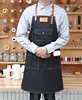 Cotton canvas functional apron for workshop Cotton Denim Bib Apron Leather Professional Chef's Barista's BBQ Black Apron