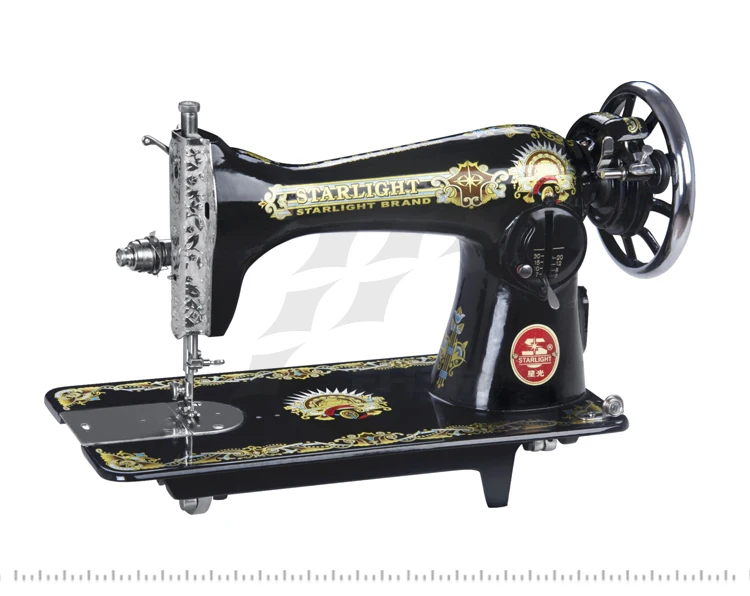 Ja22 Domestic Sewing Machine Black Head With Handle And Wooden Base